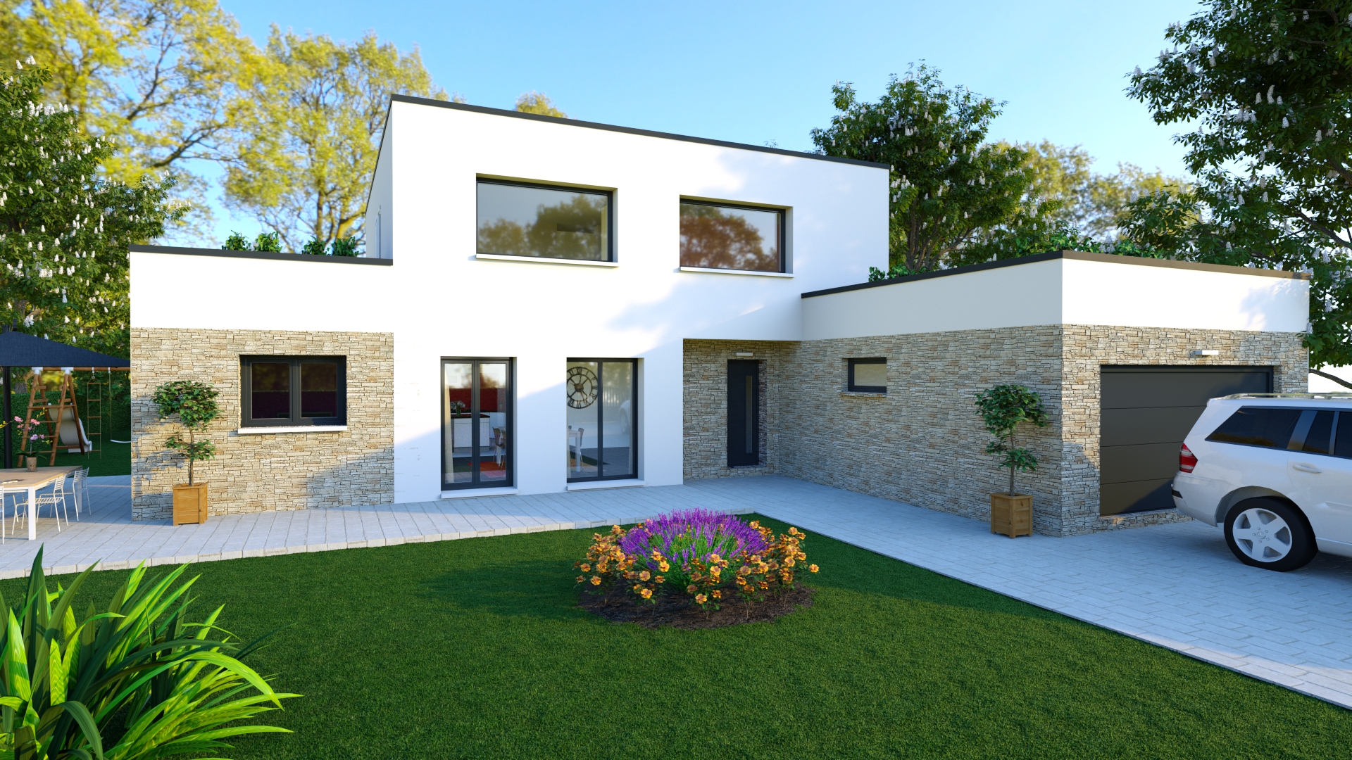 Construction maison MODELE-FONTAINE avec terrain de 588 m² à Corcelles-les-Monts